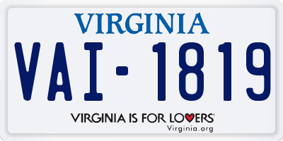 VA license plate VAI1819