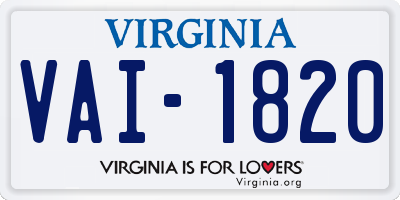 VA license plate VAI1820