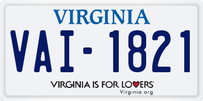 VA license plate VAI1821