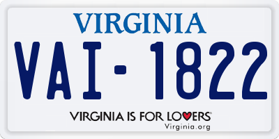 VA license plate VAI1822