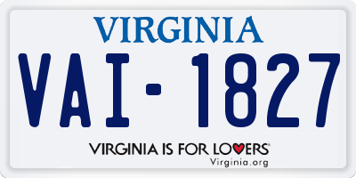 VA license plate VAI1827
