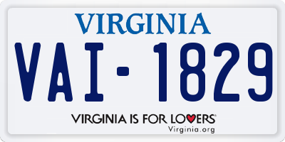 VA license plate VAI1829