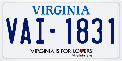 VA license plate VAI1831
