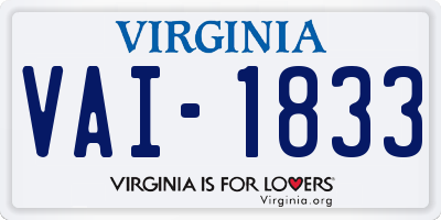 VA license plate VAI1833