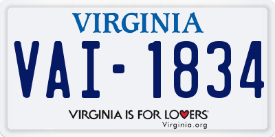 VA license plate VAI1834