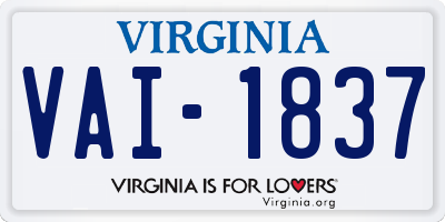 VA license plate VAI1837