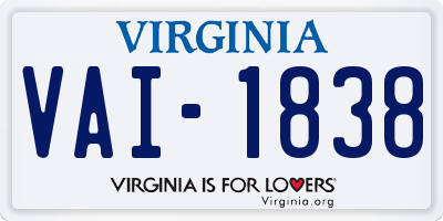 VA license plate VAI1838