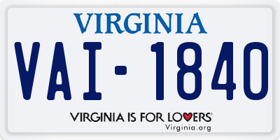 VA license plate VAI1840