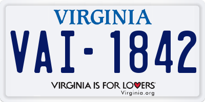 VA license plate VAI1842