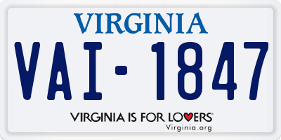 VA license plate VAI1847
