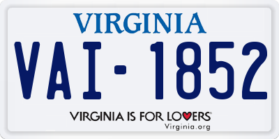VA license plate VAI1852