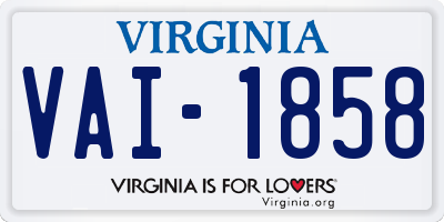 VA license plate VAI1858