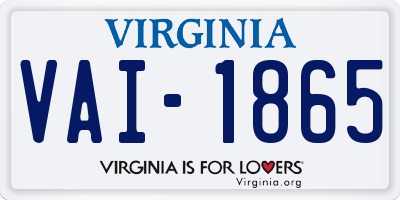 VA license plate VAI1865