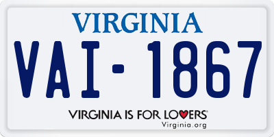 VA license plate VAI1867