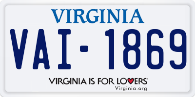 VA license plate VAI1869