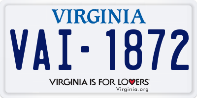 VA license plate VAI1872