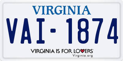 VA license plate VAI1874
