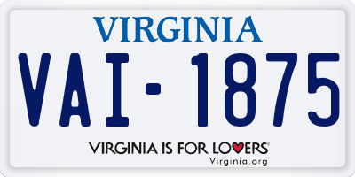 VA license plate VAI1875