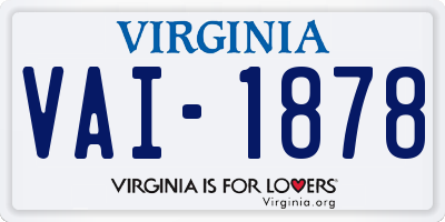 VA license plate VAI1878