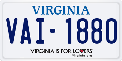 VA license plate VAI1880