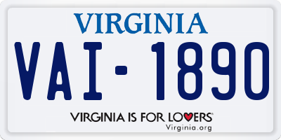VA license plate VAI1890