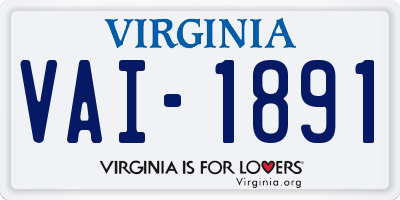 VA license plate VAI1891