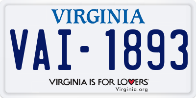 VA license plate VAI1893