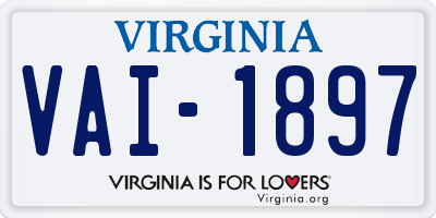 VA license plate VAI1897