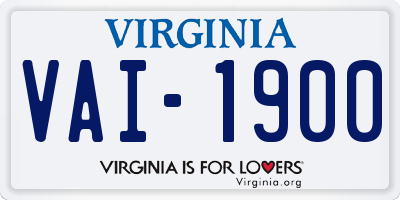 VA license plate VAI1900