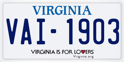 VA license plate VAI1903