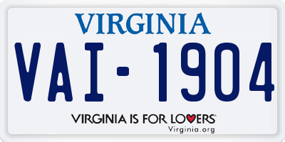VA license plate VAI1904