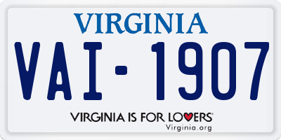 VA license plate VAI1907
