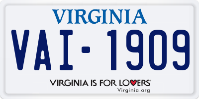 VA license plate VAI1909