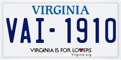 VA license plate VAI1910