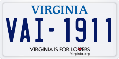 VA license plate VAI1911