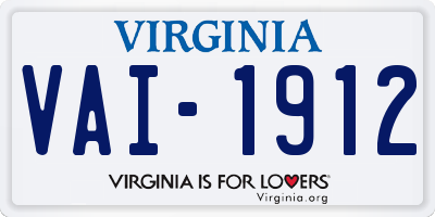 VA license plate VAI1912