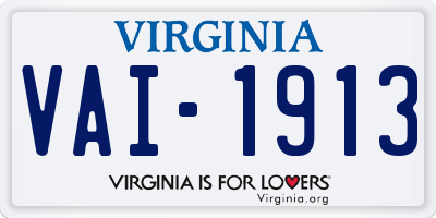 VA license plate VAI1913