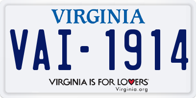 VA license plate VAI1914