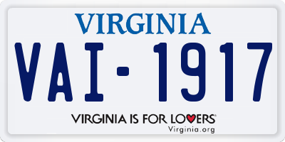 VA license plate VAI1917