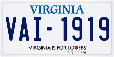 VA license plate VAI1919