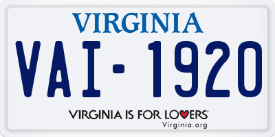 VA license plate VAI1920