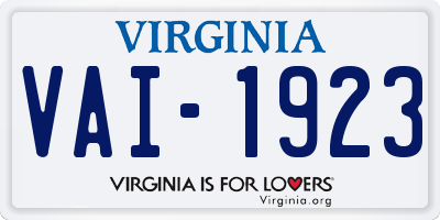 VA license plate VAI1923