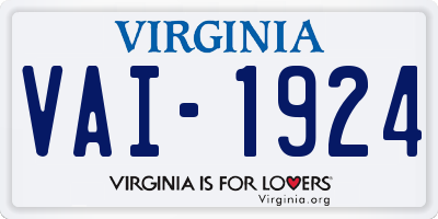 VA license plate VAI1924