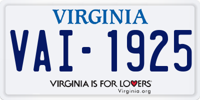 VA license plate VAI1925