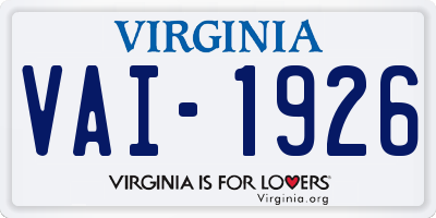 VA license plate VAI1926