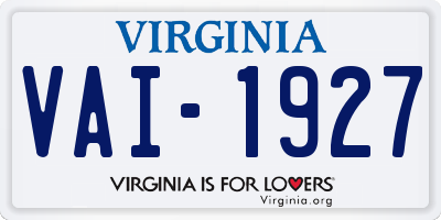 VA license plate VAI1927