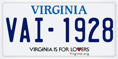 VA license plate VAI1928