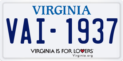 VA license plate VAI1937