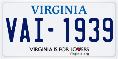 VA license plate VAI1939