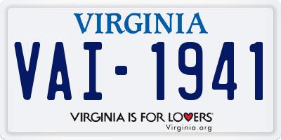 VA license plate VAI1941